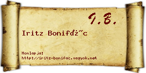 Iritz Bonifác névjegykártya